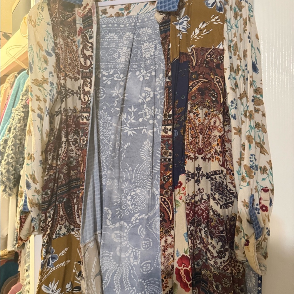 John Mark Multicolor Patchwork Top - image 2